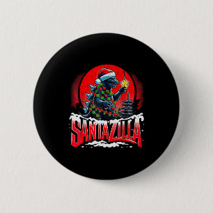 Kaiju Christmas Santazilla Japanese Monster Dinosa Button