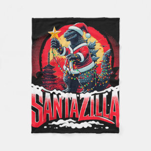 Kaiju Christmas Santazilla Japanese Monster Dinosa Fleece Blanket