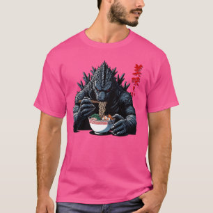Kaiju Eating Ramen Oishi Funny Japanese Monster Lo T-Shirt