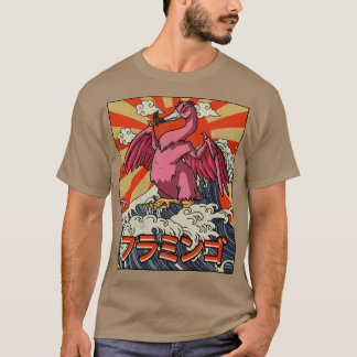 Kaiju Flamingo Great Wave Off Kanagawa Japanese Ka T-Shirt