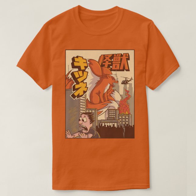 Kaiju Kitsune Nine Tailed Fo Japanese Monster T-Shirt (Design Front)