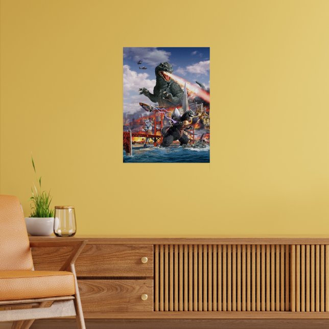 Kaiju Monster Dragon Dinosaur Battle Poster | Zazzle