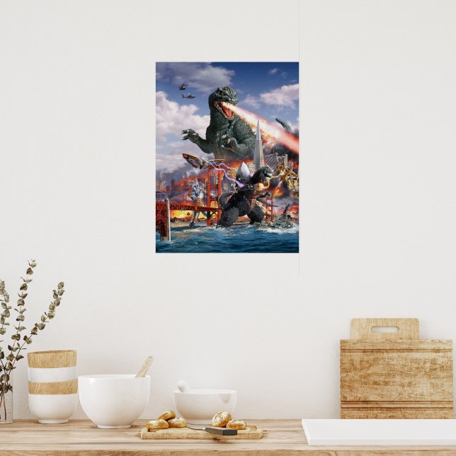 Kaiju Monster Dragon Dinosaur Battle Poster | Zazzle