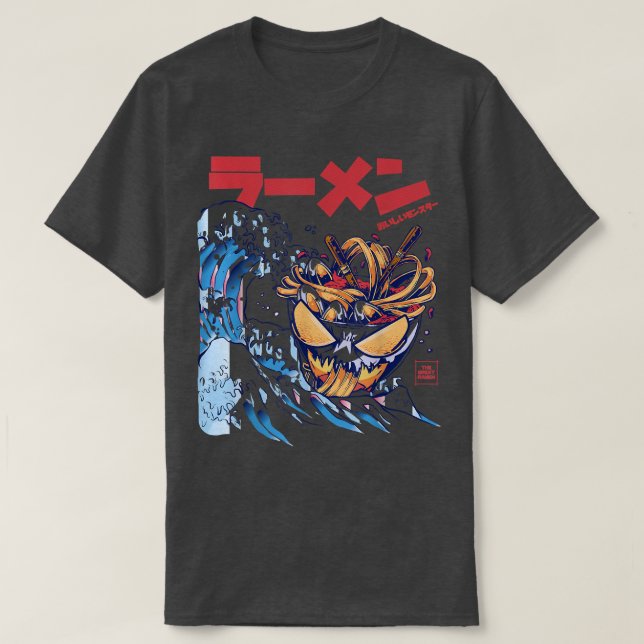 Kaiju Ramen Great Wave Off Kanagawa Japanese Food  T-Shirt (Design Front)
