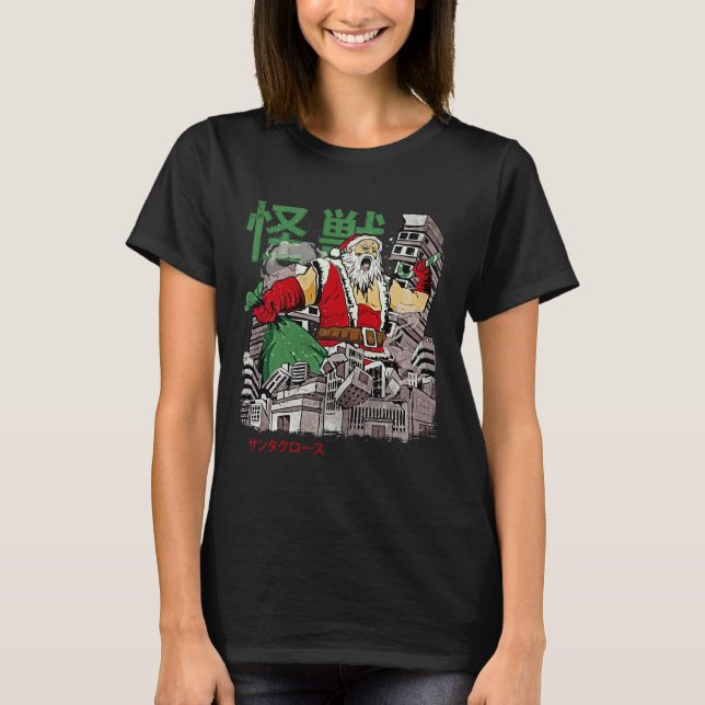 Kaiju Santa Claus Japanese Anime Monster Christmas T-Shirt (Front)