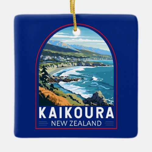 Kaikoura New Zealand Travel Art Vintage Ceramic Ornament