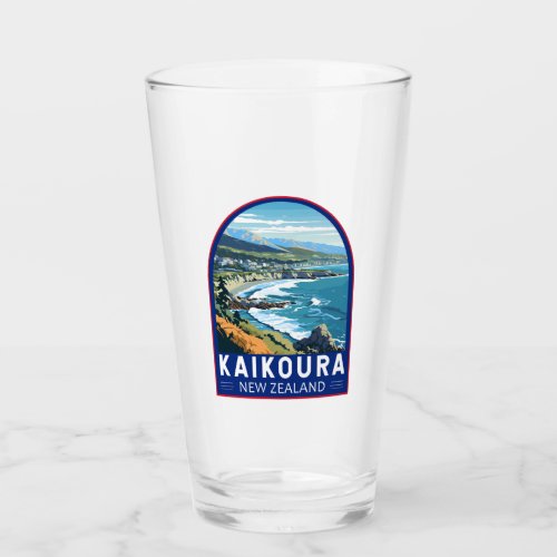 Kaikoura New Zealand Travel Art Vintage Glass