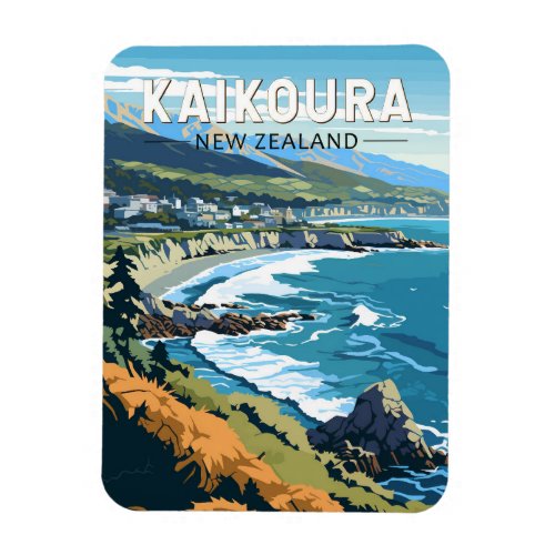 Kaikoura New Zealand Travel Art Vintage Magnet