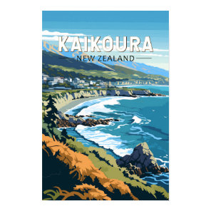 Kaikoura New Zealand Travel Art Vintage Poster