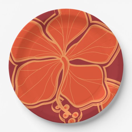 Kailua Hibiscus Hawaiian Engineered Floral Paper Plates