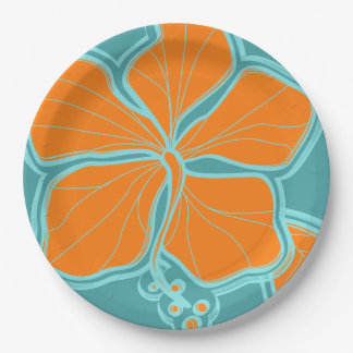 Kailua Hibiscus Hawaiian Engineered Floral Paper Plates