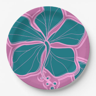 Kailua Hibiscus Hawaiian Engineered Floral Paper Plates