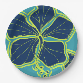 Kailua Hibiscus Hawaiian Engineered Floral Paper Plates