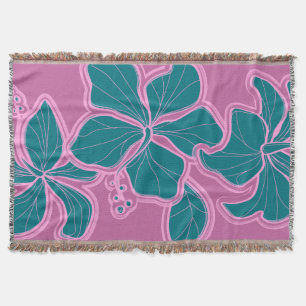 Kailua Hibiscus Hawaiian Floral Throw Blanket