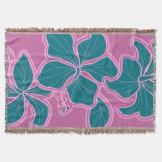 Kailua Hibiscus Hawaiian Floral Throw Blanket