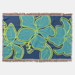 Kailua Hibiscus Hawaiian Floral Throw Blanket