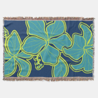 Kailua Hibiscus Hawaiian Floral Throw Blanket