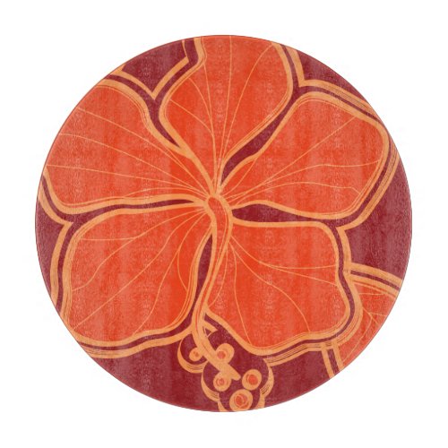 Kailua Hibiscus Hawaiian Glass Cutting Board