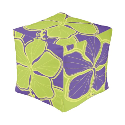 Kailua Hibiscus Hawaiian Reversible Floral Pouf