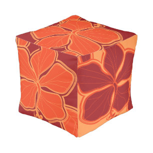 Kailua Hibiscus Hawaiian Reversible Floral Pouf