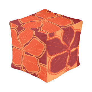 Kailua Hibiscus Hawaiian Reversible Floral Pouf