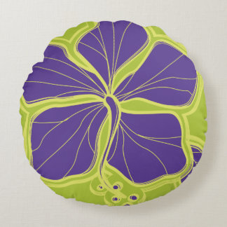 Kailua Hibiscus Hawaiian Reversible Floral Round Pillow