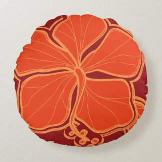 Kailua Hibiscus Hawaiian Reversible Floral Round Pillow