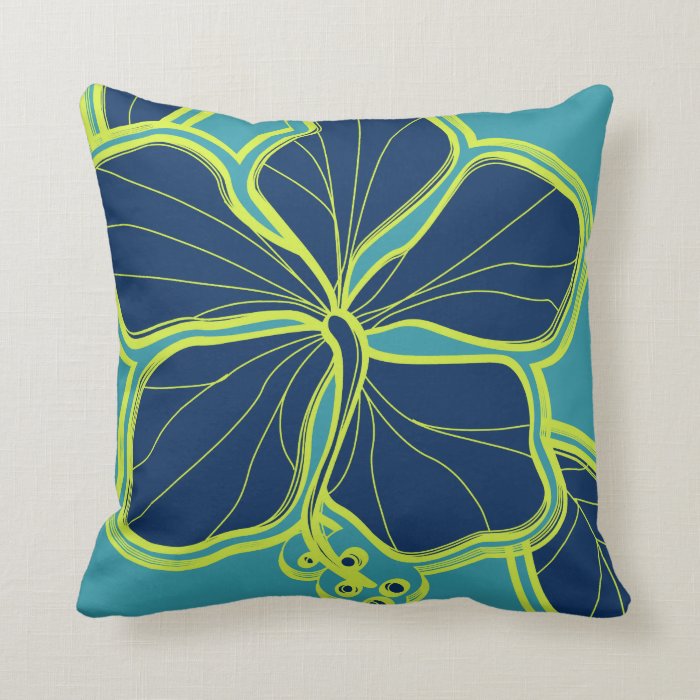 Kailua Hibiscus Hawaiian Reversible Square Pillow Zazzle