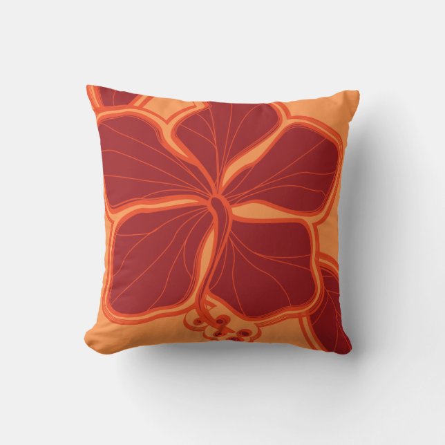 Kailua Hibiscus Hawaiian Reversible Square Pillow (Front)