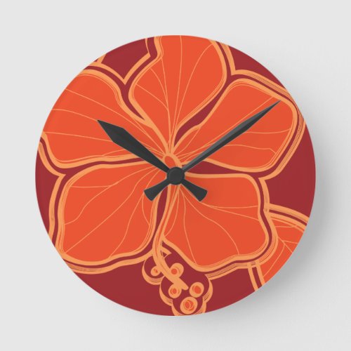 Kailua Hibiscus Hawaiian Wall Clocks