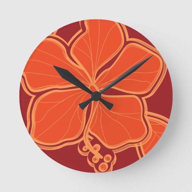 Kailua Hibiscus Hawaiian Wall Clocks (Front)