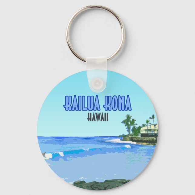 Kailua Kona Big Island Hawaii Vintage Keychain (Front)