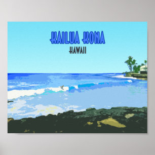 Kailua Kona Big Island Hawaii Vintage Poster