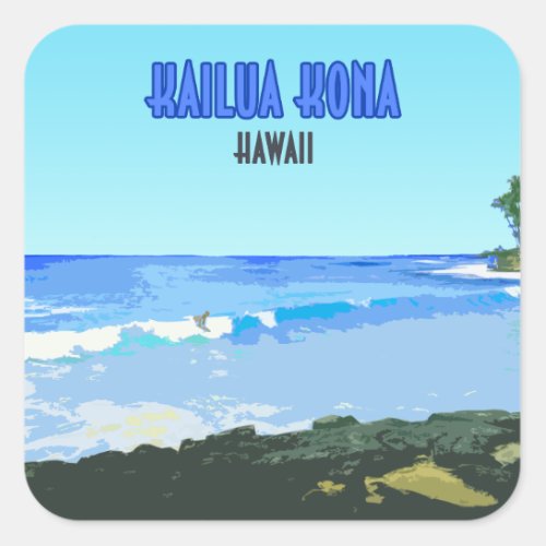 Kailua Kona Big Island Hawaii Vintage Square Sticker