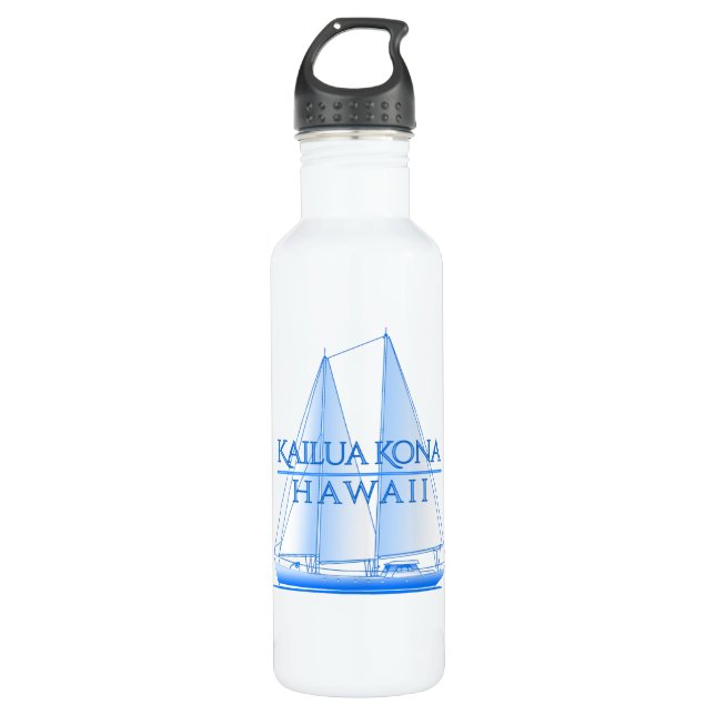 Kailua Kona Coastal Nautical Sailing Sailor Stainless Steel Water Bottle (Front)