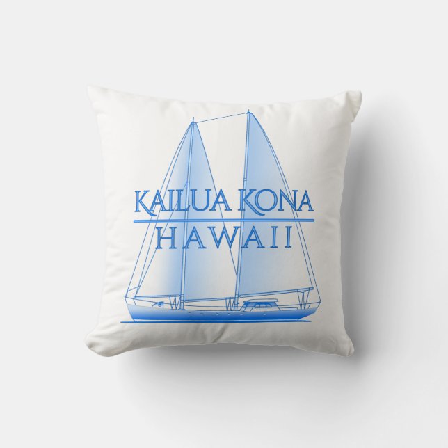 Kailua Kona Coastal Nautical Sailing Sailor Throw Pillow (Front)