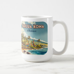 Kailua Kona Hawaii Big Island Beach Vintage Coffee Mug