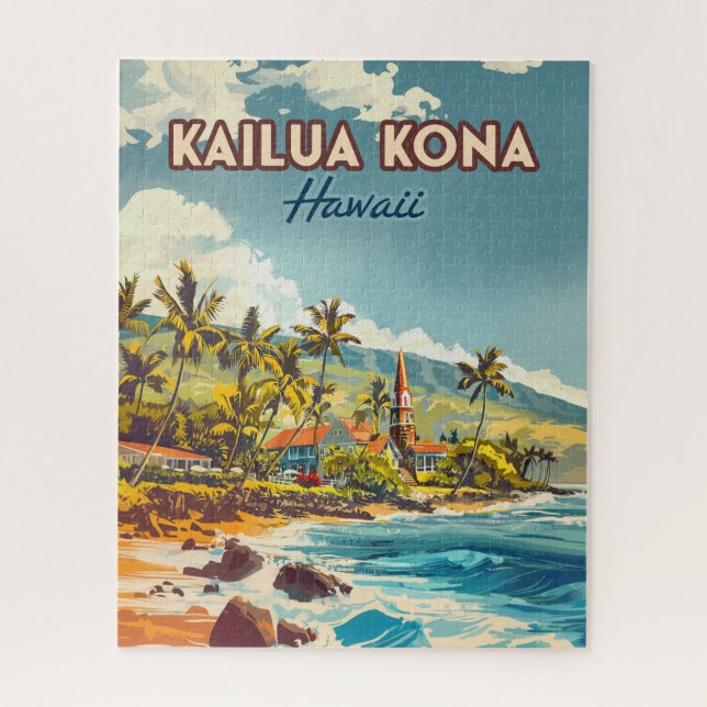 Kailua Kona Hawaii Big Island Beach Vintage Jigsaw Puzzle (Vertical)