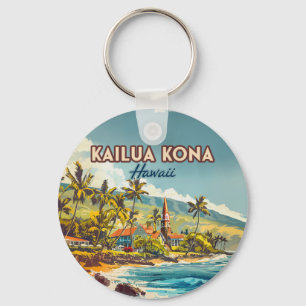 Kailua Kona Hawaii Big Island Beach Vintage Keychain