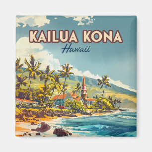 Kailua Kona Hawaii Big Island Beach Vintage Magnet
