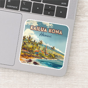 Kailua Kona Hawaii Big Island Beach Vintage Sticker