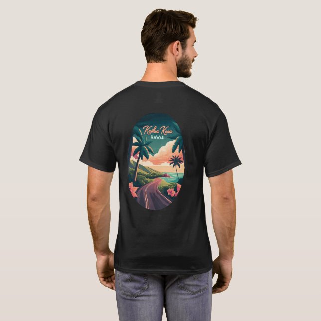 Kailua Kona Hawaii Big Island Sunset Retro T-Shirt (Back Full)