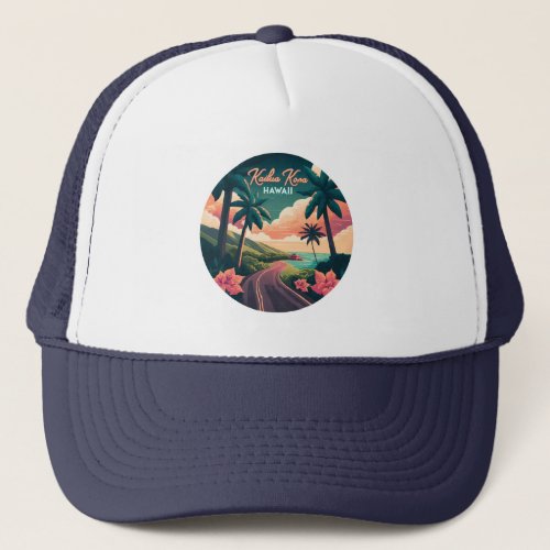 Kailua Kona Hawaii Big Island Sunset Retro Trucker Hat