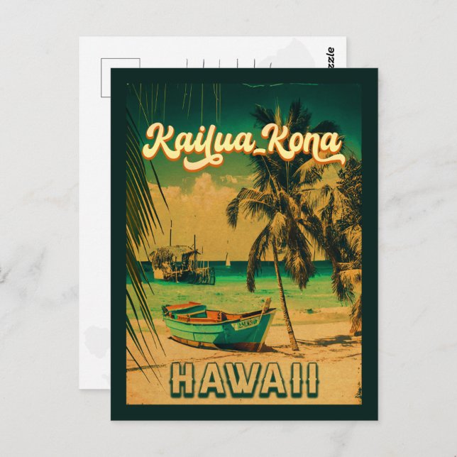 Kailua-Kona Hawaii Big Island Vintage 60s Postcard (Front/Back)