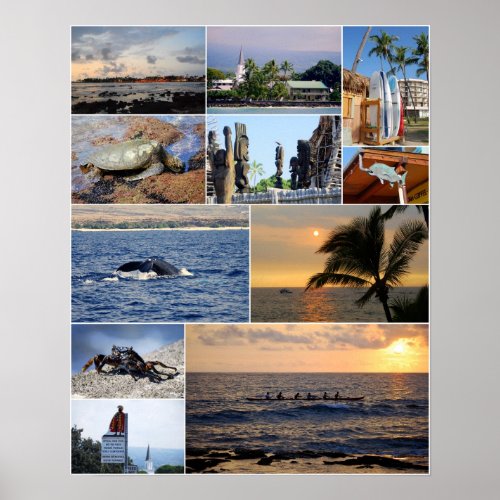 Kailua Kona Hawaii Collage 16 X 20 Poster