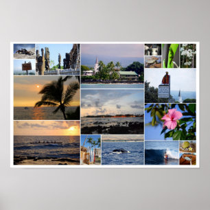 Kailua-Kona Hawaii Collage 18 x 12 Poster