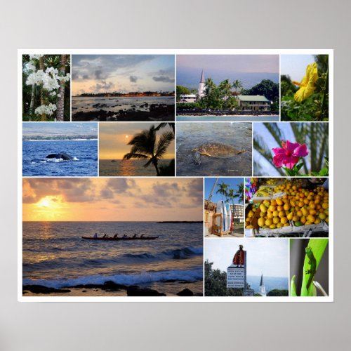 Kailua_Kona Hawaii Collage 20 x 16 Poster
