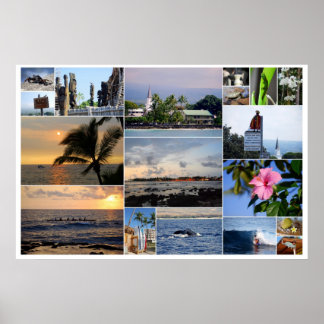 Kailua-Kona Hawaii Collage 36 x 24 Poster
