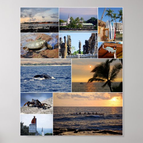 Kailua Kona Hawaii Collage 8 X 10 Poster