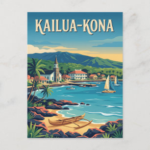 Kailua-Kona Hawaii Harbor Retro Vintage Poster Postcard